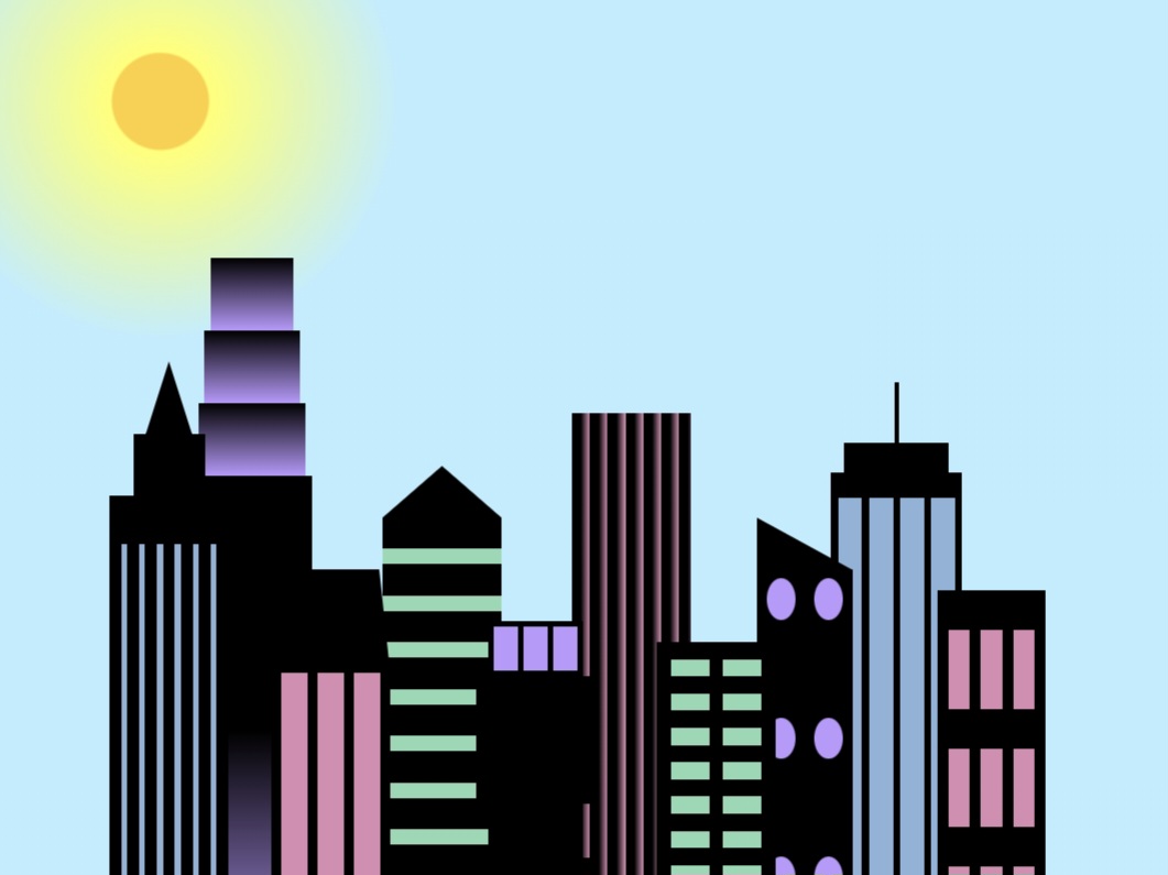 screenshot image of a city skyscrape. Image links to a codepen.